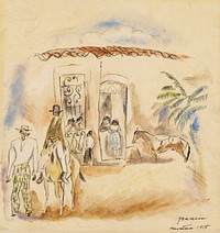 Figure Group, Man with Green Plaid Trousers by Jules Pascin