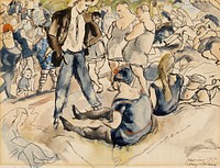 Figures on Beach, Coney Island by Jules Pascin