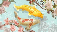 Traditional Koi fish desktop wallpaper, Japanese animal illustration