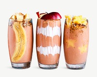 Peach smoothies with fruits collage element, food & drink isolated image psd