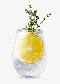 Gin and Tonic cocktail collage element psd