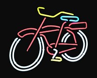 Neon bicycle illustration, isolated vehicle image