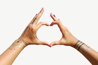 Couple heart hands collage element psd