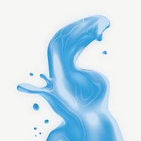 Blue water splash collage element psd