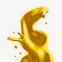 Gold water splash collage element psd