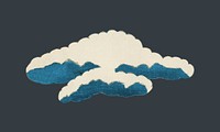 Vintage Japanese cloud  collage element psd