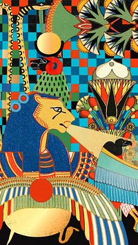 Ancient Egypt patterned phone wallpaper, colorful vintage illustration