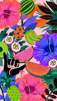 Tropical fruits patterned mobile wallpaper, exotic background