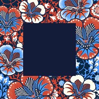 Batik flower patterned frame background, botanical illustration