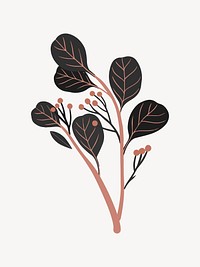 Aesthetic leaf branch vector illustration collage element