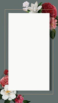 Vintage floral frame mobile wallpaper, aesthetic botanical illustration