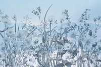 Winter floral background, vintage blue flower illustration