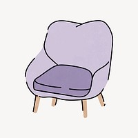 Purple armchair doodle vector