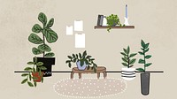 Houseplants desktop wallpaper, aesthetic illustration