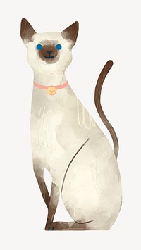 Cute Siamese cat, animal illustration psd