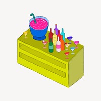 Prom punch bar, funky illustration vector