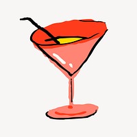 Red cocktail glass, funky illustration vector