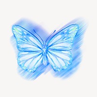 Blue butterfly, aesthetic journal collage element psd