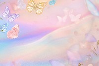 Dreamy butterfly pastel background, colorful holographic design