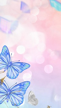 Dreamy butterfly pastel phone wallpaper, aesthetic sky background