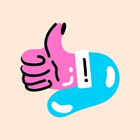 Funky thumbs up, collage element, vector