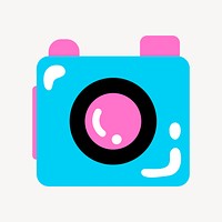 Blue camera, funky collage element, vector