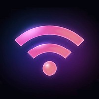 Wifi internet icon, neon glow design psd