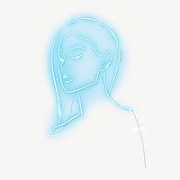 Aesthetic woman portrait, neon glow illustration psd