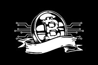 Bitcoin banner element, black & white design vector