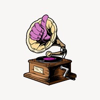 Vintage record player element, retro illustration vector