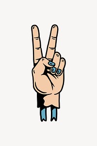 Retro peace hand sign element illustration vector