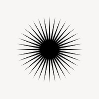 Black sunburst element, black & white design vector