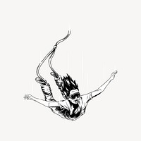 Man bungee jumping element, black & white design vector