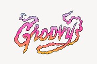 Groovy word, comic retro typography vector