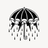 Retro umbrella element, black & white design vector