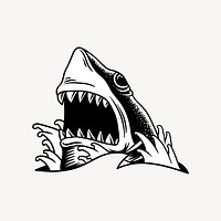 Shark element, black & white design vector