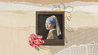 Desktop wallpaper, Girl with a Pearl Earring. Remixed by rawpixel.