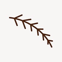 Brown branch, line art illustration vector