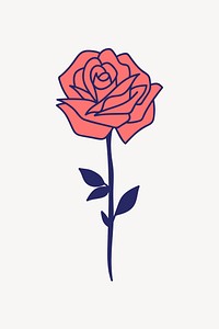 Red rose flower illustration vector