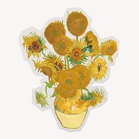 Van Gogh&rsquo;s Sunflowers on paper cut isolated design. Remixed by rawpixel.
