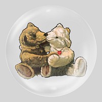 Vintage bears in bubble. Remixed by rawpixel.