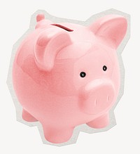 Piggy bank paper cut isolated design