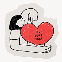 Self-love doodle paper cut isolated design