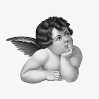 Cute vintage cherub cut out element psd. Remixed by rawpixel.