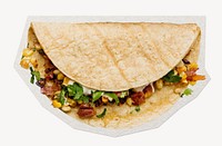 Soft taco Mexican food paper element with white border