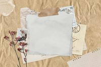 Torn paper note mockup, stationery design psd on Kraft paper 