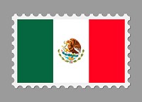 Mexican flag flag stamp illustration. Free public domain CC0 image.