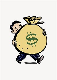 Money bag clipart illustration vector. Free public domain CC0 image.