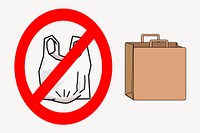 No plastic bag illustration. Free public domain CC0 image.