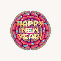 Happy new year collage element vector. Free public domain CC0 image.